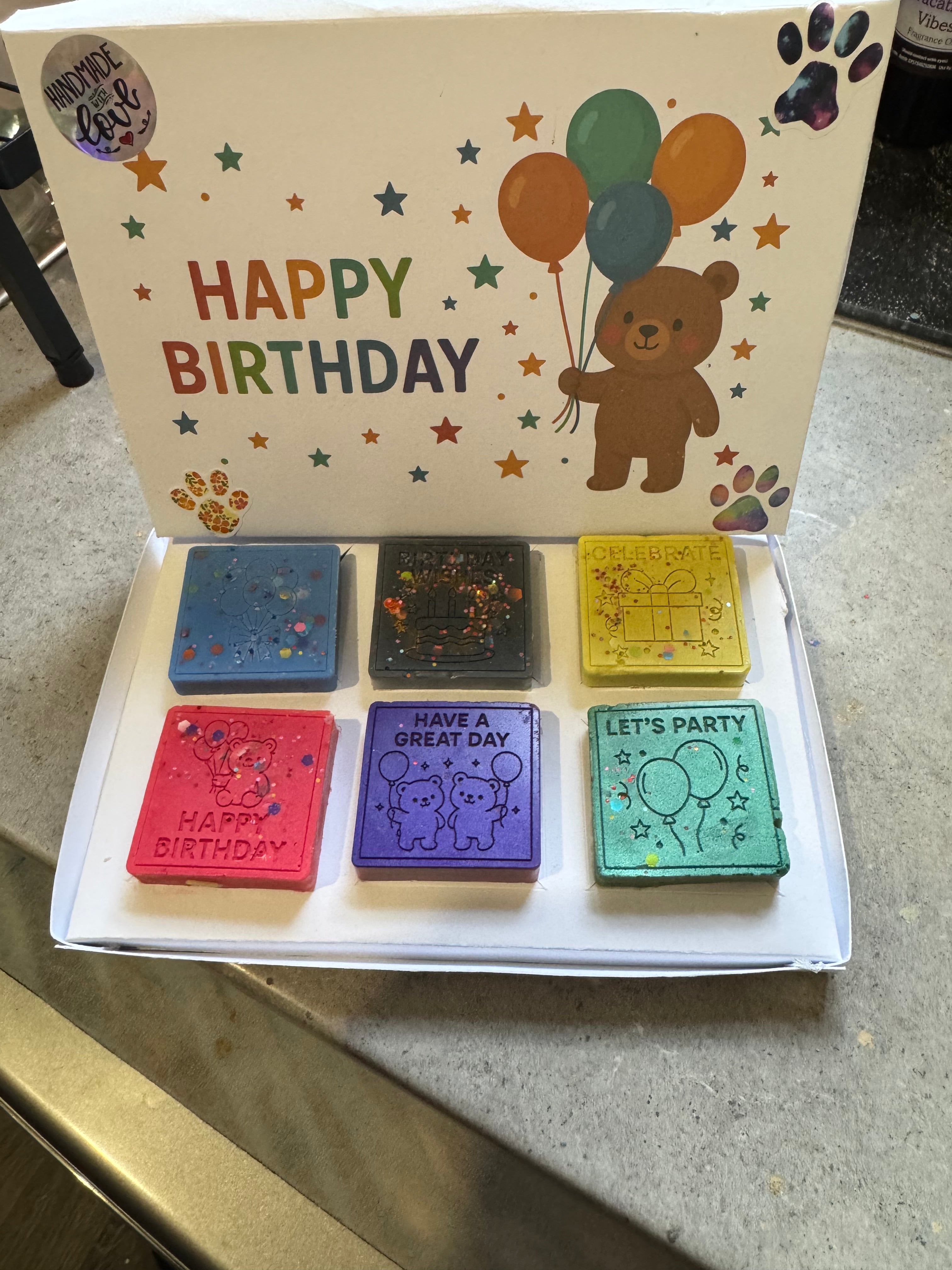 Happy Birthday 6 Cavity Wax Melts with Box